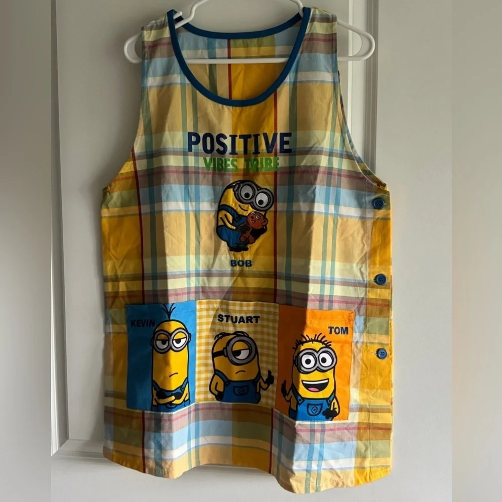 Minions Plaid Apron - Yellow and Blue